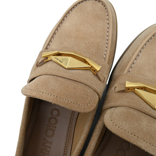 JIMMY CHOO | Maddie Diamond Biscuit Suede Loafers
