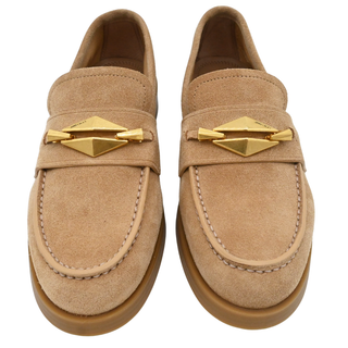 JIMMY CHOO | Maddie Diamond Biscuit Suede Loafers