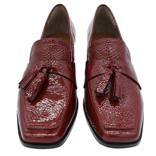 DONALD PLINER | Avi Oxwood Red Patent Heeled Loafers