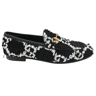 GUCCI | Jordaan Black & White GG Tweed Loafers