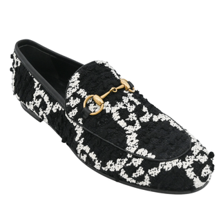 GUCCI | Jordaan Black & White GG Tweed Loafers