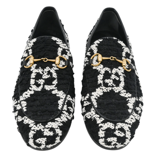 GUCCI | Jordaan Black & White GG Tweed Loafers