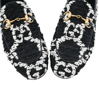 GUCCI | Jordaan Black & White GG Tweed Loafers