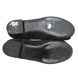 Brown Suede Camellia Flower Ballet Flats