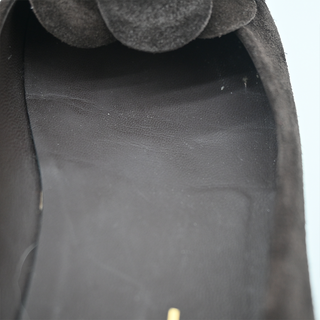 Brown Suede Camellia Flower Ballet Flats