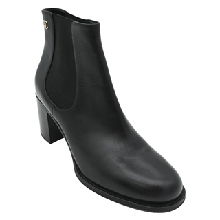 CHANEL | CC Black Leather Ankle Booties