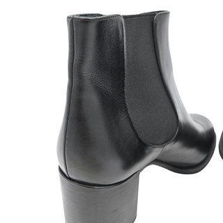 CHANEL | CC Black Leather Ankle Booties