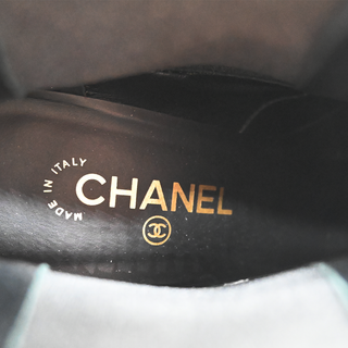 CHANEL | CC Black Leather Ankle Booties