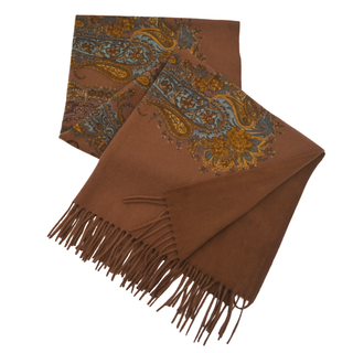 &nbsp; | Brown Paisley Fringe Scarf
