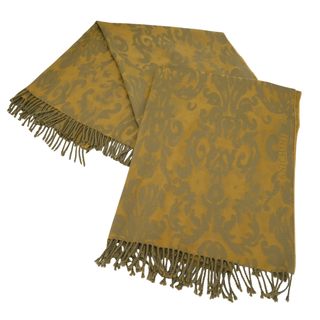 ANICHINI | Gold Baroque Jacquard Fringe Throw