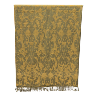 ANICHINI | Gold Baroque Jacquard Fringe Throw