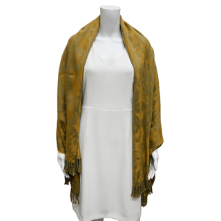 ANICHINI | Gold Baroque Jacquard Fringe Throw