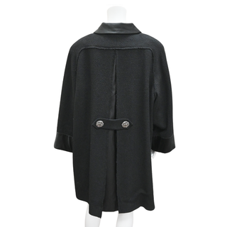 CHANEL | Black Tweed Satin Trim Overcoat