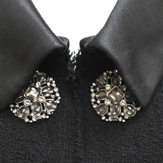 CHANEL | Black Tweed Satin Trim Overcoat