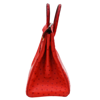 Red Ostrich Leather HAC Birkin 32 Bag