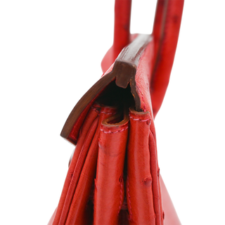 Red Ostrich Leather HAC Birkin 32 Bag