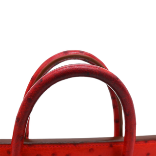 Red Ostrich Leather HAC Birkin 32 Bag