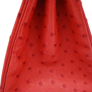 Red Ostrich Leather HAC Birkin 32 Bag