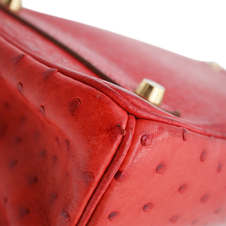 Red Ostrich Leather HAC Birkin 32 Bag