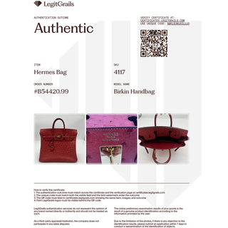 Red Ostrich Leather HAC Birkin 32 Bag