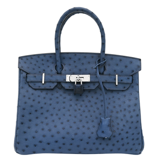 Blue Ostrich Leather Birkin 30 Bag