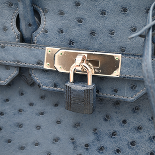Blue Ostrich Leather Birkin 30 Bag