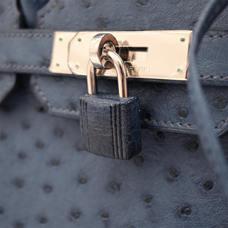Blue Ostrich Leather Birkin 30 Bag