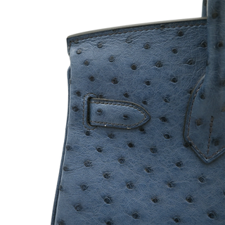 Blue Ostrich Leather Birkin 30 Bag