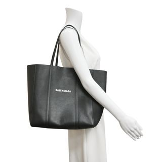 BALENCIAGA | Everyday Black Leather Logo Tote Bag