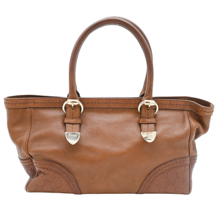 GUCCI | GG Signature Signoria Tan Leather Shoulder Bag