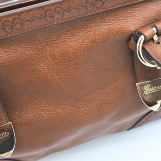 GUCCI | GG Signature Signoria Tan Leather Shoulder Bag