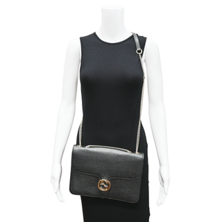 GUCCI | Interlocking G Black Leather Shoulder Bag