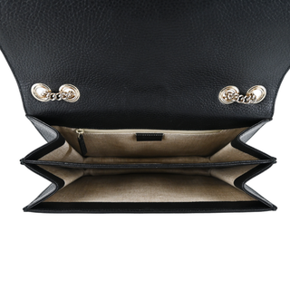GUCCI | Interlocking G Black Leather Shoulder Bag