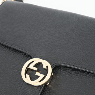 GUCCI | Interlocking G Black Leather Shoulder Bag