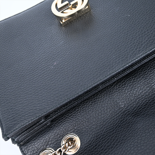 GUCCI | Interlocking G Black Leather Shoulder Bag