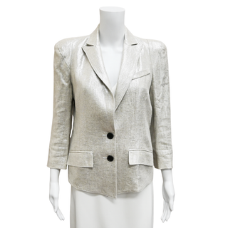 SMYTHE | Metallic Silver Linen Blazer