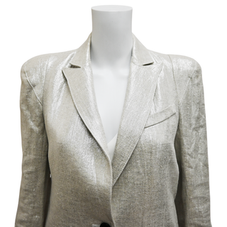 SMYTHE | Metallic Silver Linen Blazer