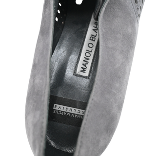 MANOLO BLAHNIK | Gray Perforated Lace Loafers