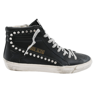 GOLDEN GOOSE | Black Leather Studded Slide Sneakers