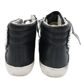 GOLDEN GOOSE | Black Leather Studded Slide Sneakers