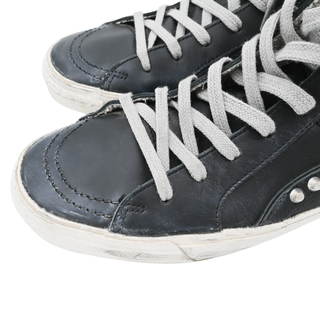 GOLDEN GOOSE | Black Leather Studded Slide Sneakers