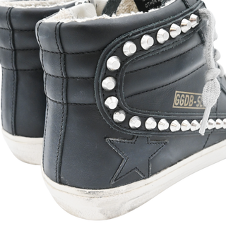 GOLDEN GOOSE | Black Leather Studded Slide Sneakers