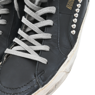 GOLDEN GOOSE | Black Leather Studded Slide Sneakers