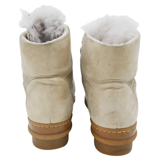 BRUNELLO CUCINELLI | Beige Suede Monili Combat Booties