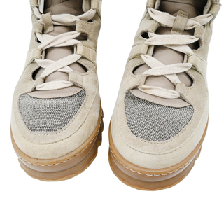 BRUNELLO CUCINELLI | Beige Suede Monili Combat Booties