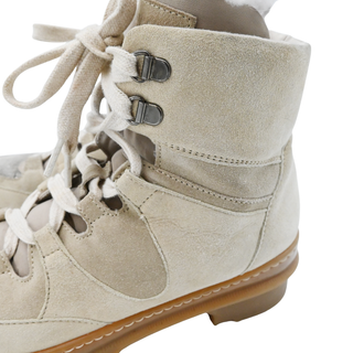 BRUNELLO CUCINELLI | Beige Suede Monili Combat Booties