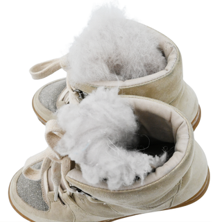 BRUNELLO CUCINELLI | Beige Suede Monili Combat Booties