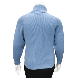 BRUNELLO CUCINELLI | Slate Blue Cashmere Turtleneck Monili Sweater