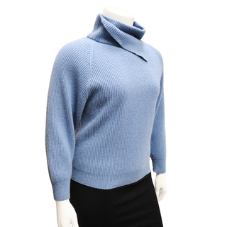 BRUNELLO CUCINELLI | Slate Blue Cashmere Turtleneck Monili Sweater