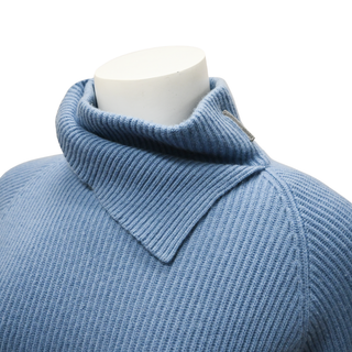 BRUNELLO CUCINELLI | Slate Blue Cashmere Turtleneck Monili Sweater